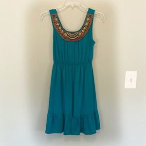 💮Host Pick Rue21 Teal & Aztec Beaded Summer Dress